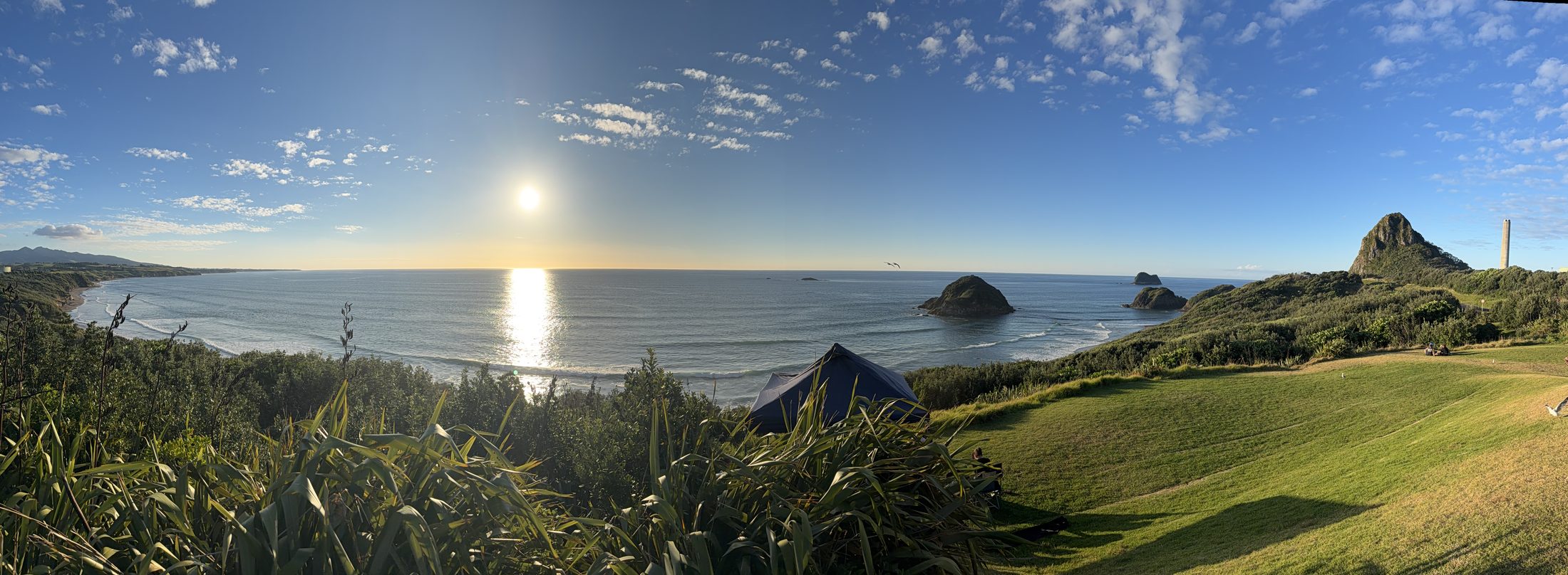The Taranaki coast at Back Beach, looking out to the Sugar Loaf Islands